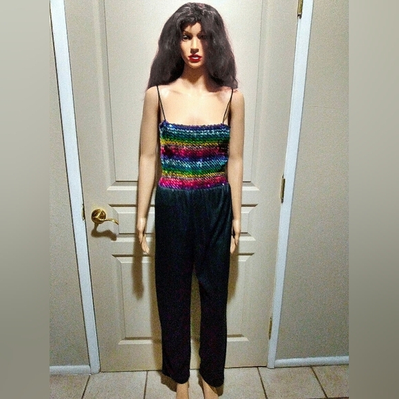 Vintage 70's Rainbow Beaded Jumpsuit Dress. - Picture 1 of 5